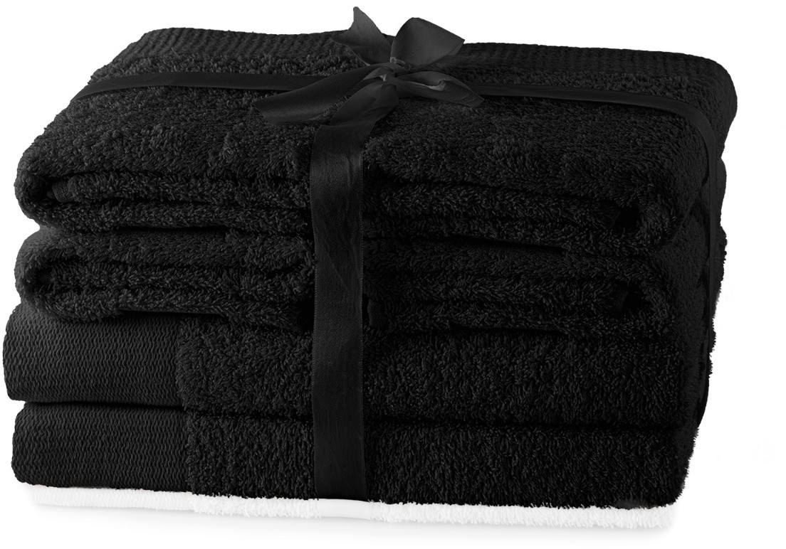 AmeliaHome AmeliaHome - Ręcznik kąpielowy Bawełniany Gładki Czarny AMARI 70x140 cm