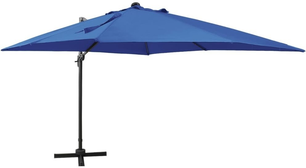 vidaXL Parasol wiszący z lampkami LED i słupkiem, lazurowy, 300 cm 312349