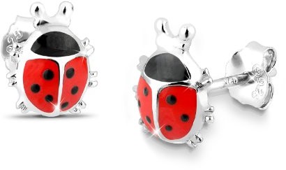 Elli Damskie kolczyki na sztyfcie biedronka  srebro 925 emalia  03201089 03201089