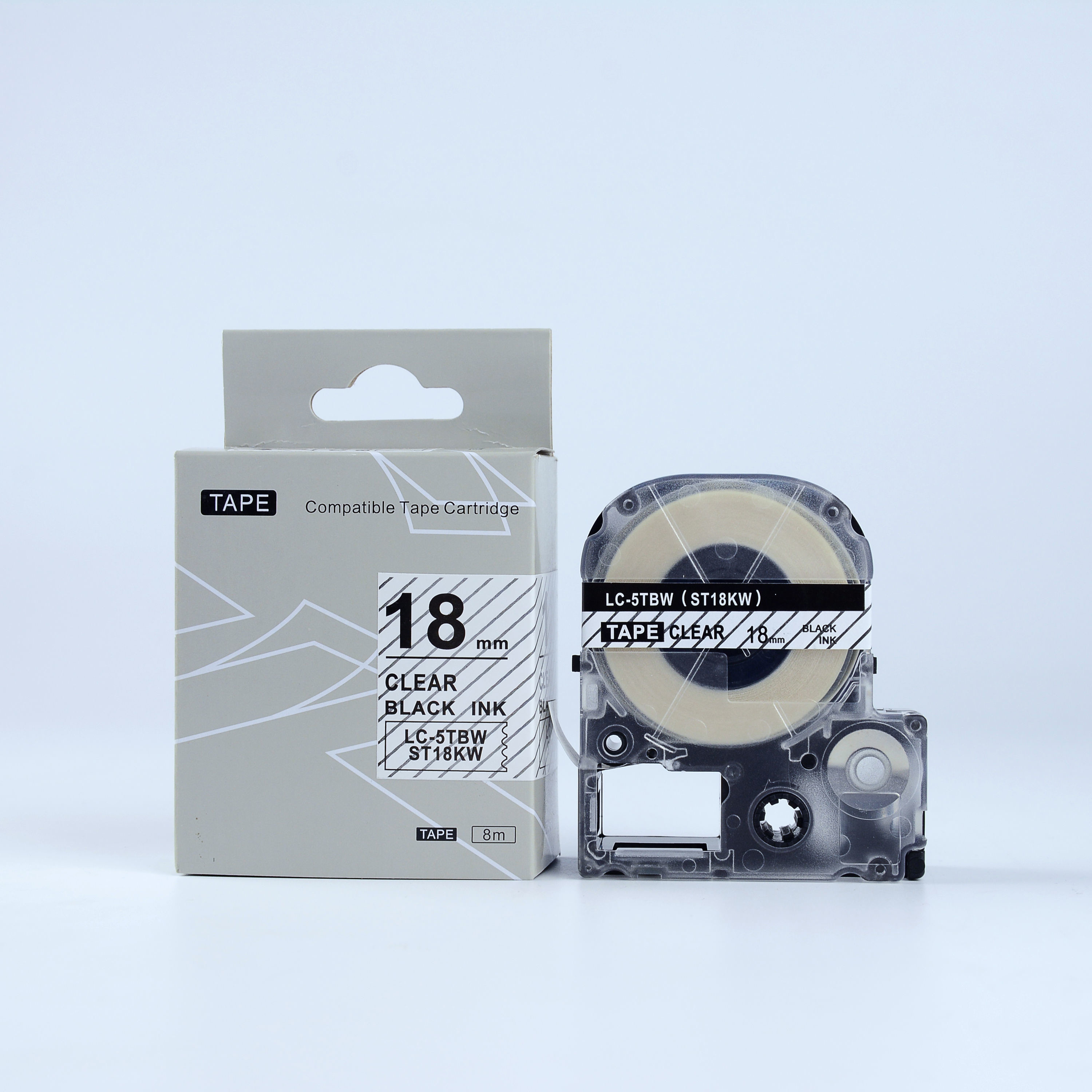 Epson LK-ST18KW, 18mm x 9m, czarny druk / przezroczysty podkład, taśma zamiennik