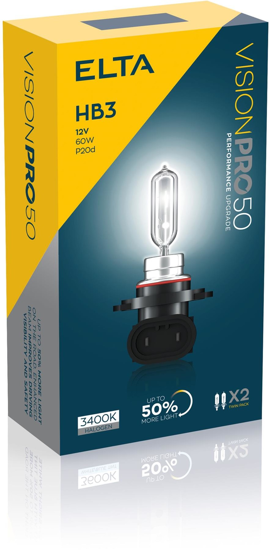 ELTA HB3 12V 60W P20d VISION PRO +50% (2 sztuki)