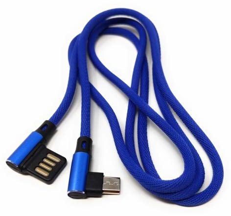 System-S System-S Kabel Micro USB lewy pod kątem na odwracanym interfejsie USB typ A 2.0 niebieski 98 cm 10069071283223