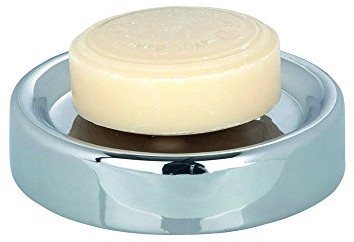 Wenko 19894513 półka na mydło Polaris Chrome miska na mydło, ceramika, 11 x 2.5 x 11 cm, chrom 19894100