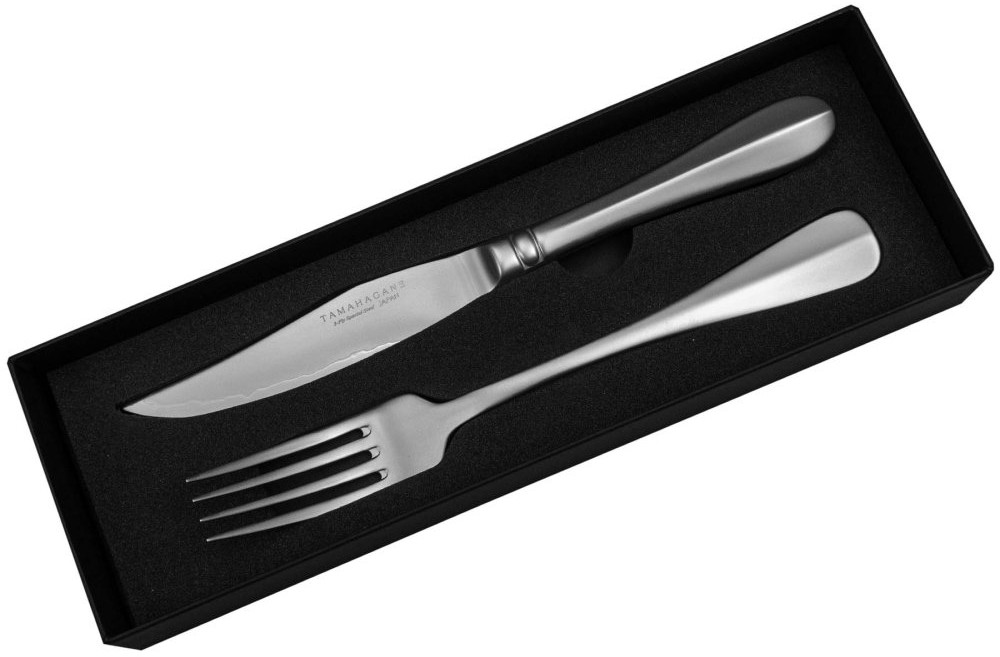 Tamahagane Zestaw Nóż + widelec do steków SS-003