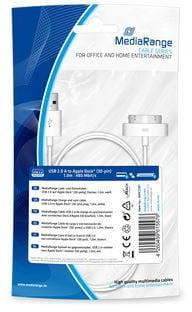 MediaRange Kabel USB 2.0 MRCS181 USB 2.0/Apple Dock (30-pin) , 1,0m, biały MRCS181