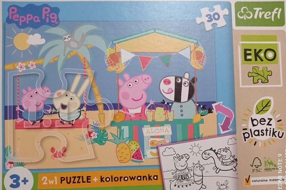 Trefl Eko 2w1 Świnka Peppa puzzle + kolorowanka