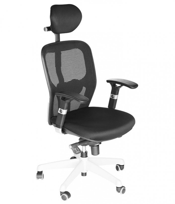Ergonomiczne krzesło biurowe Calista siatkowany czarny z zagłówkiem