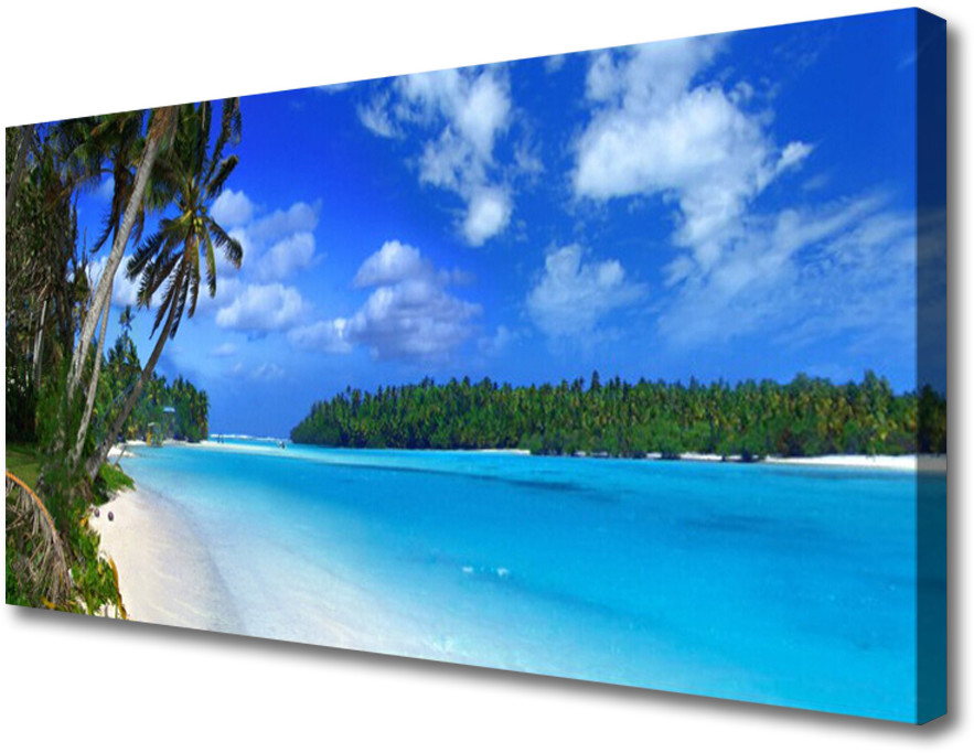 PL Tulup Obraz na Płótnie Plaża Palmy Morze 100x50cm