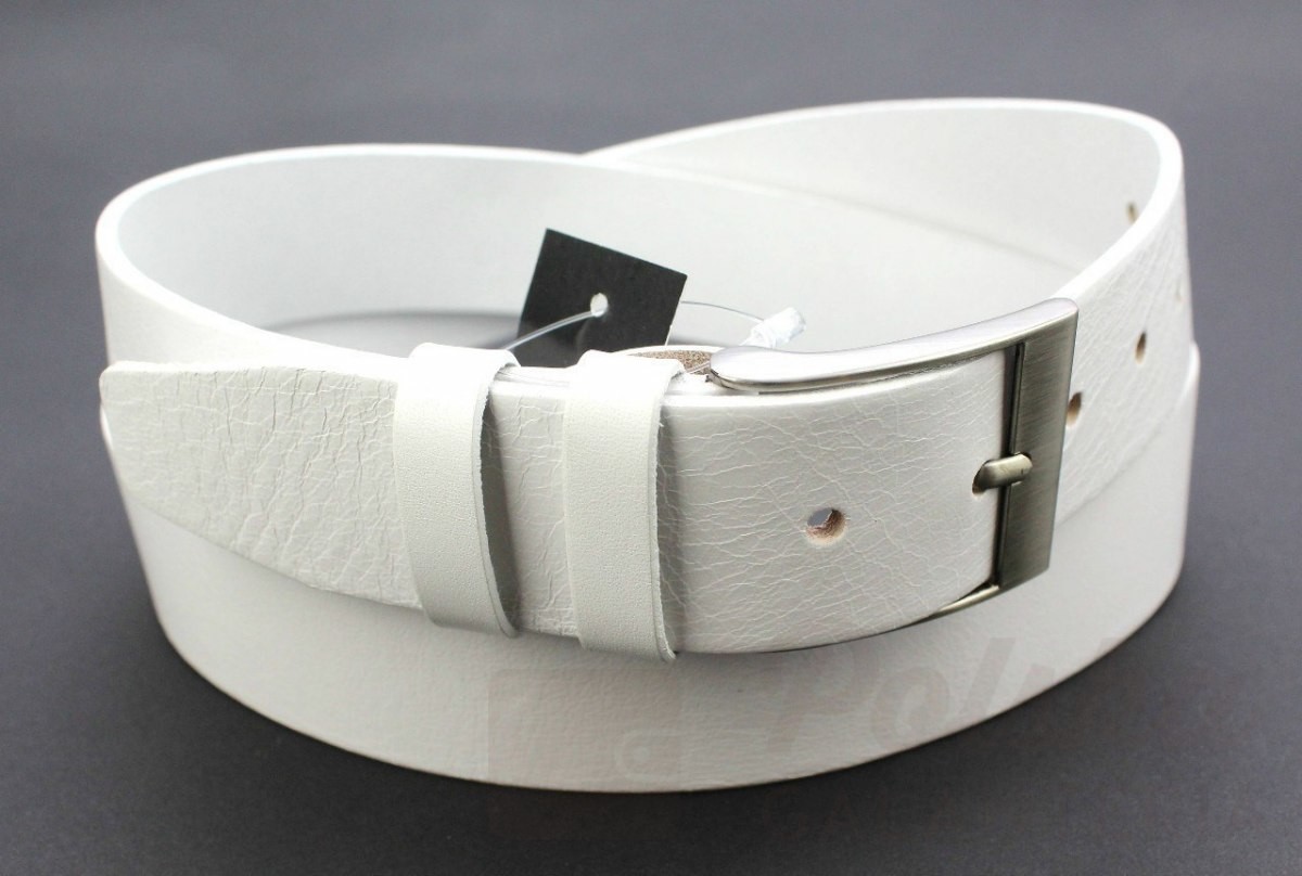 PAS-MAX (PL) Pasek Skórzany PAS-MAX (PL) Gładki Skóra Licowa EXTRA 40 mm BIAŁY