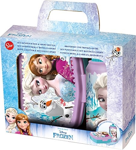 Disney Frozen 786873  zestaw: Box na przekąski i butelka do picia (400 ML) w opakowaniu upominkowym, 21 x 7 x 17 cm, kolorowy 786873