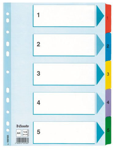 Esselte PRZEKŁADKI KARTONOWE MYLAR A4 1-5