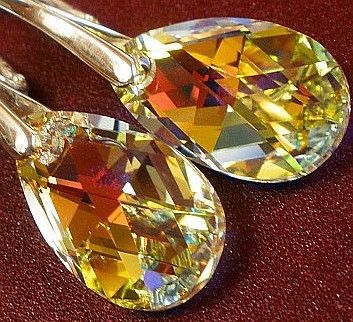 Swarovski piękne kolczyki SREBRO 16mm AB