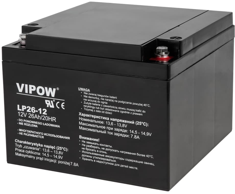 Vipow Akumulator żelowy 12V 26Ah