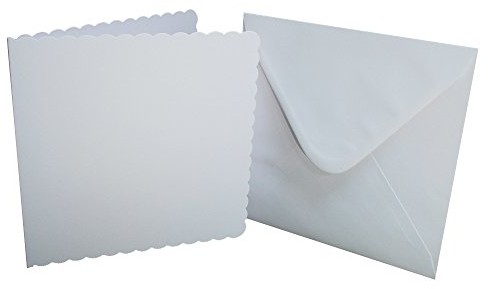 Crafts UK 25 Scalloped kartki i koperty, białe, 20,3 x 20,3 cm 837 839