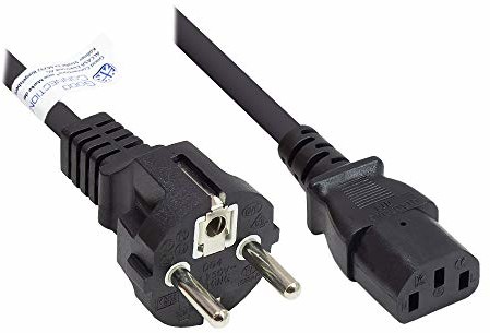 Good Connections P0030-S010 kabel sieciowy, wtyczka ze stykiem ochronnym typ E+F do gniazda IEC C13, kabel przyłączeniowy IEC 0,75 mm2 1 m