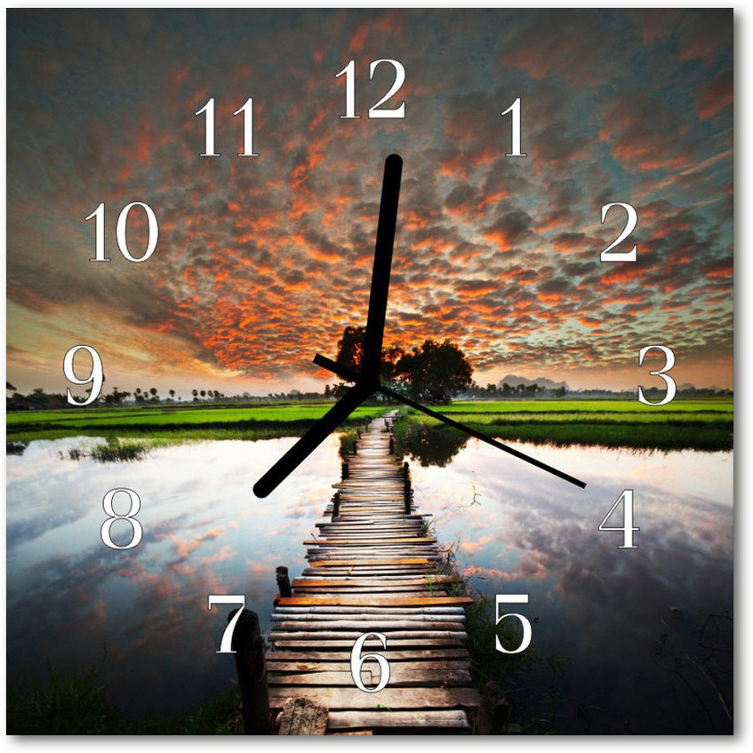 tulup pl Zegar ścienny kwadrat Most łąkowy 30x30cm