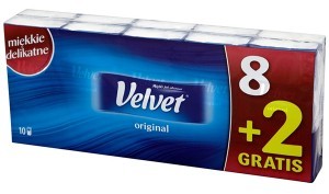 Velvet VELVET Chusteczki higieniczne Original 10x9szt