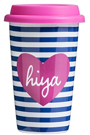 Premier hiya Mug ciepło podróż, z pokrywką, porcelana/silikon, Pink, 330 ML 0722874