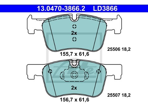 ATE Zestaw klocków hamulcowych, hamulce tarczowe 13.0470-3866.2