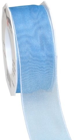 Pattberg Prezent 40 MM 25 m Four Seasons  taśma organza z drutu, jasnoniebieski 6074025-014