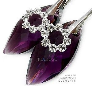 Swarovski przepiękne kolczyki AMETHYST FLOW SREBRO
