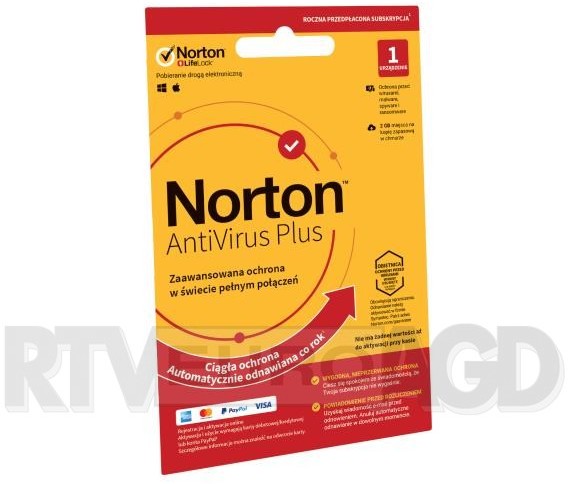 Symantec Norton AntiVirus Plus 2GB 1 urządzenie 1 rok Dostęp po opłaceniu zakupu PLPIN11390006