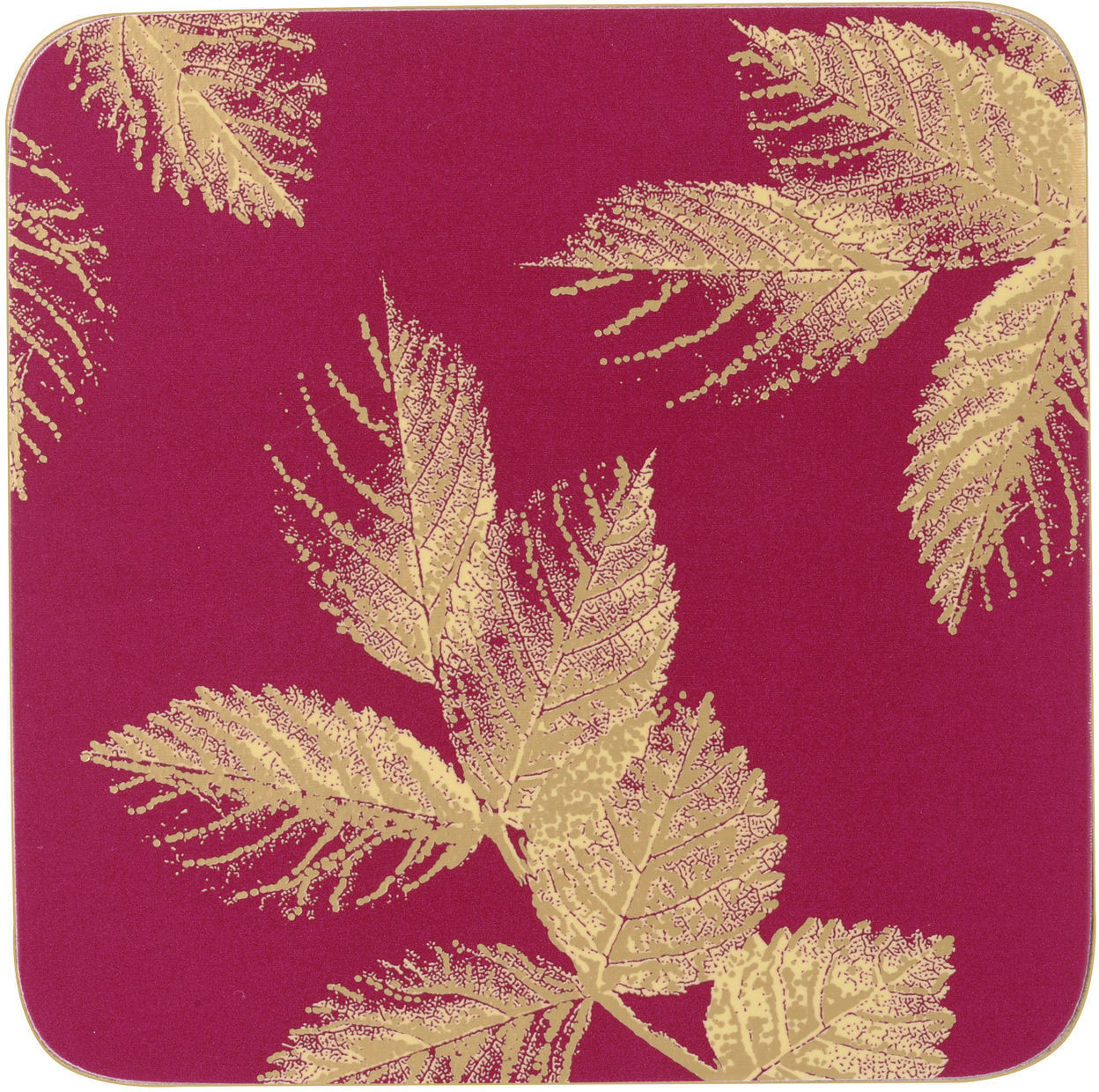 Pimpernel portmerion MAŁE PODKŁADKI KORKOWE PIMPERNEL PORTMEIRION Złote Liście - Etched Leaves - bordo