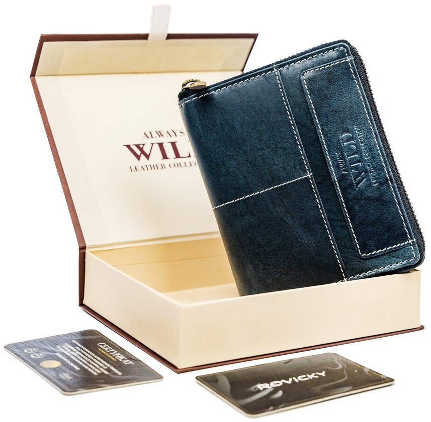 Always Wild Lumarko Pionowy Portfel Męski Na Zamek Z Przeszyciami, Skóra Naturalna ! N31892-HWM-9700 NAVY Rov
