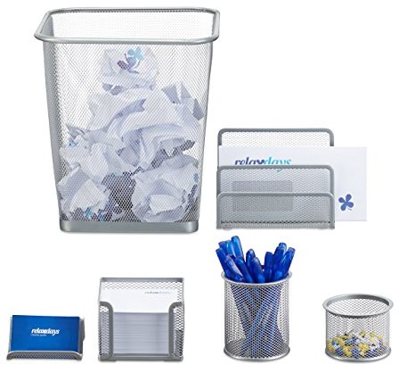 FENIKS Relaxdays biurko organizer 6er Set metalowa półka, wizytówki, kartki Box, półka na listy, pojemnik na długopisy, 10022499_55