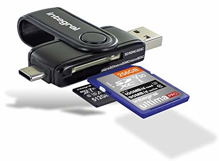 Integral Memory Wbudowany czytnik kart SD i microSD USB 3.1 typu A i typu C do kart SD i microSD. INCRUSB3.0ACSDMSD