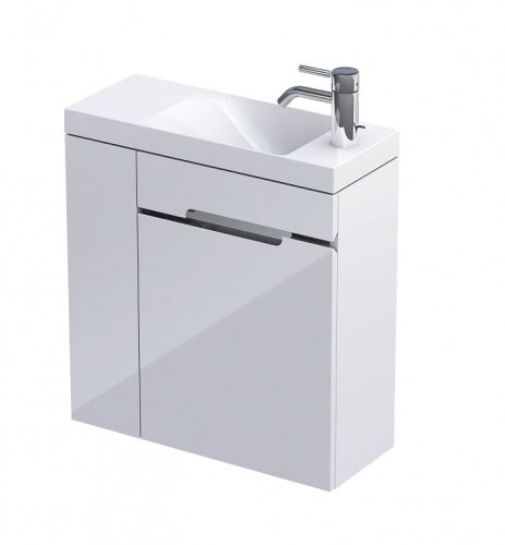 Oristo Szafka wisząca SILVER UNI 55 cm z umywalką z formowanego marmuru LEWA BIAŁY POŁYSK OR33-ZD2D-55-1-L OR33-ZD2D-55-1-L