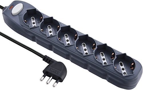 Electraline Elec traline 62074. złodziejka 6 osobowa pęcherzyków folii (Schuko + 10/16 A) z przełącznikiem  kabel 1,5 m, czarny