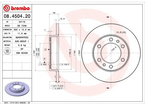 BREMBO Tarcze hamulcowe (komplet 2 sztuk) 08.4504.20