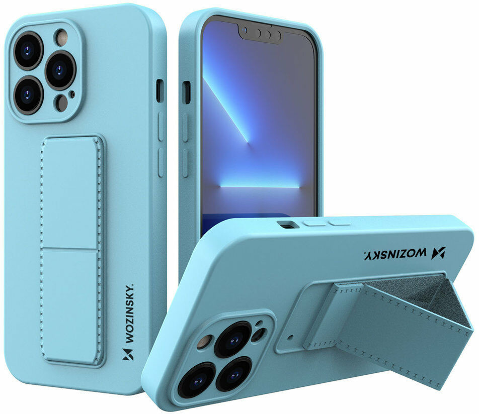 Wozinsky Kickstand Case elastyczne silikonowe etui z podstawką iPhone 13 mini niebieski