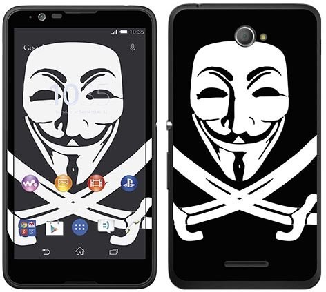 Sony Royal Sticker Royal tatuaż ścienny RS. 119941 samoprzylepny do Xperia E4 z motywem maski anonimous RS.119941