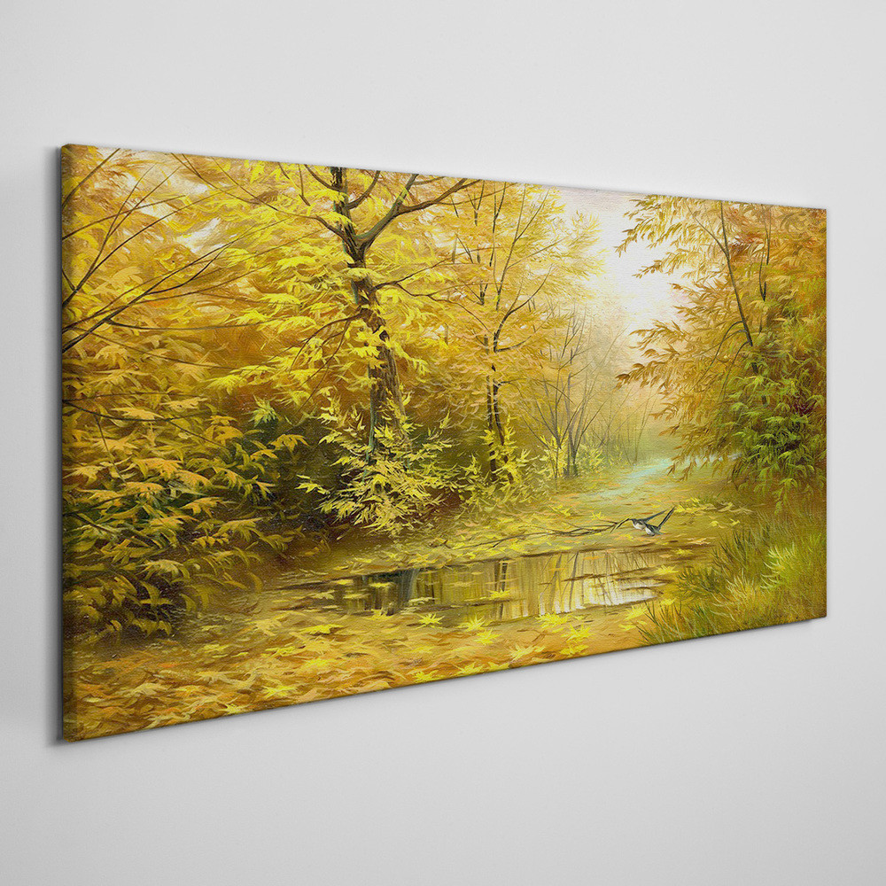 PL Coloray Obraz na Płótnie las rzeka jesień przyroda 140x70cm