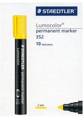 Staedtler 352  1 marker Lumocolor permanent końcówka okrągła, 2 MM, 10 sztuki, żółty 352-1