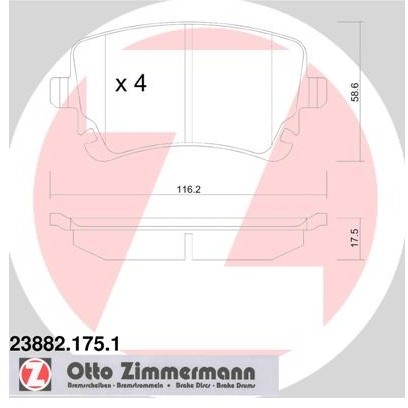 ZIMMERMANN Klocki hamulcowe - komplet 23882.175.1