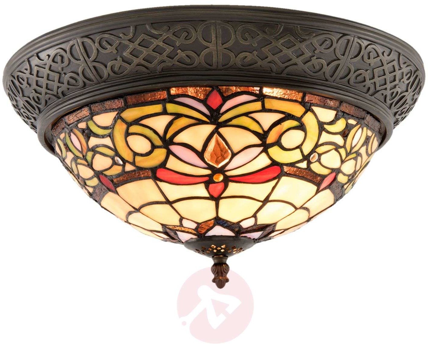 Clayre & Eef Lampa sufitowa 5909 szeroka krawędź kolorowe szkło