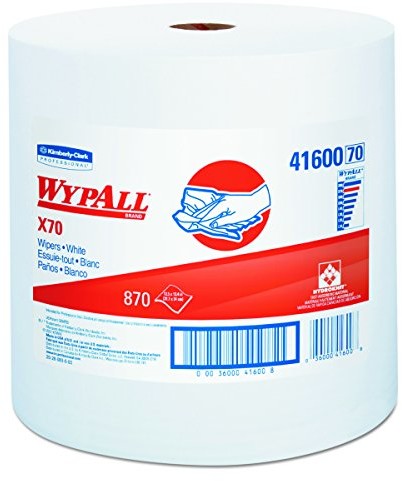 Kimberly-Clark Professional WYPALL X70 wipers, Jumbo Roll, Perf., 12 1/2 X 13 2/5, White, 870 towels/ROLL, Sold as 1 Carton 41600
