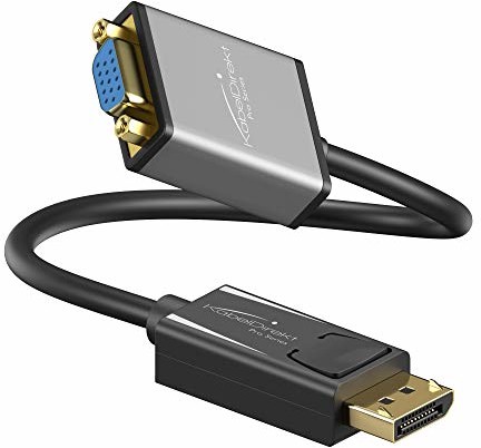 KabelDirekt DisplayPort DP na VGA adapter (0,15 m, maksymalna rozdzielczość 1920 x 1200/60 Hz, nadaje się do kart graficznych z wyjściem DP, do rzutników lub monitorów z wejściem VGA, Pro Series)