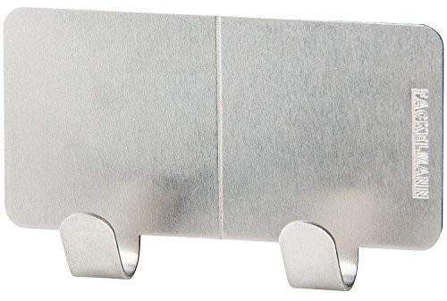 Fackelmann 61347 podwójne haki ze stali szlachetnej, kwadratowe kleju, srebrna, 8 x 4,7 x 2 cm 61347
