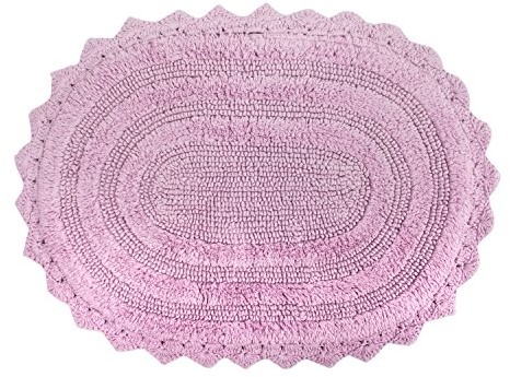DII oceanique można prać w pralce, 100% tkany bawełna okrągły dywanik łazienkowy miękkie i chłonne, blisko Vanity, wannie lub pod prysznic, 71,1 cm Dia, Mauve CAMZ37153