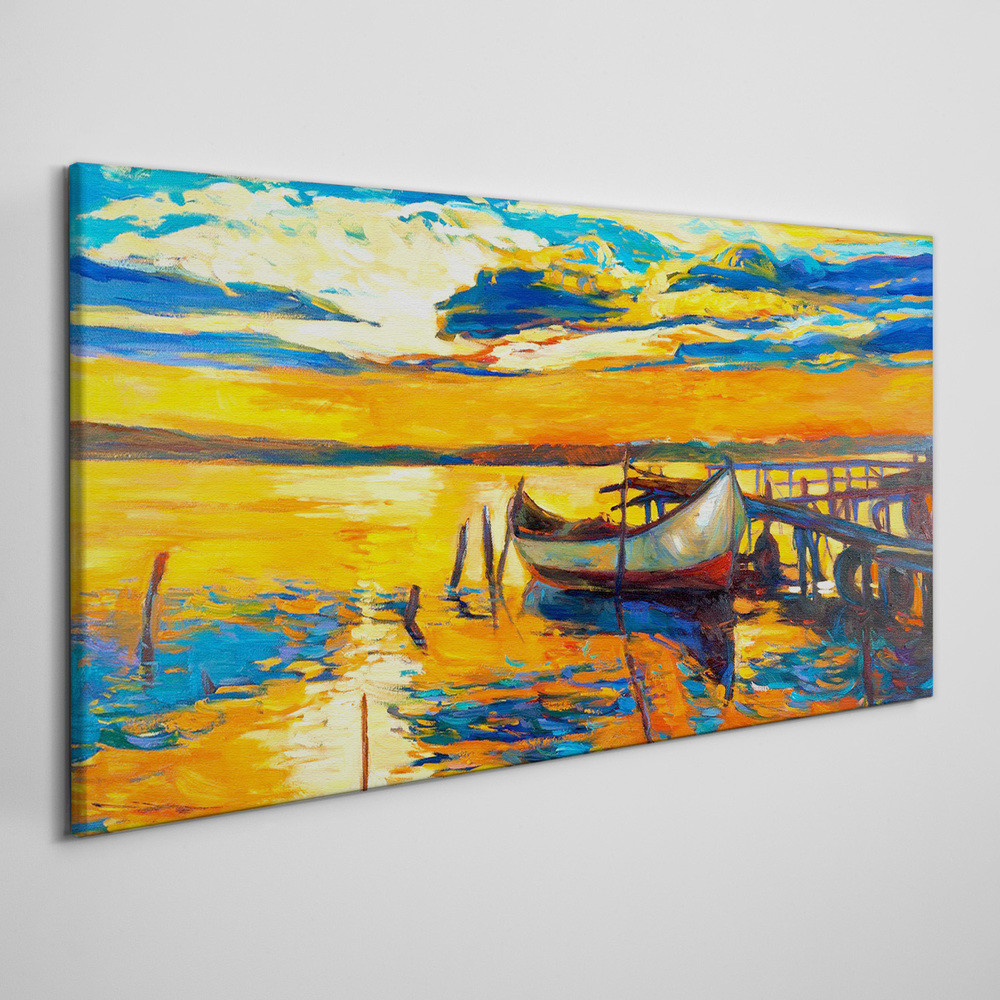 PL Coloray Obraz na Płótnie port niebo zachód słońca 140x70cm