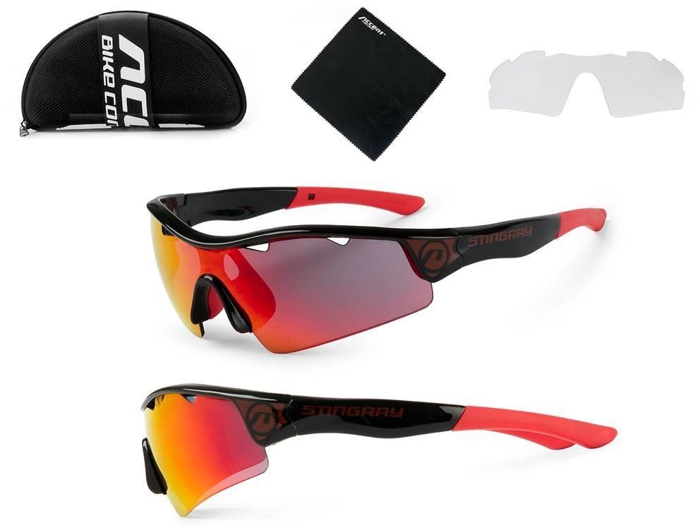 Accent Okulary Stingray czarne 2 pary soczewek - czarny
