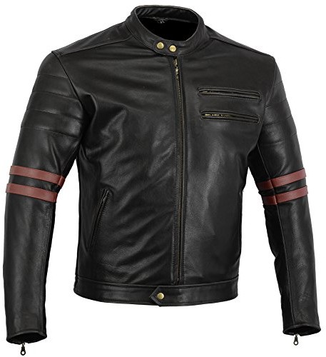 Bikers Gear Australia Gear The Rocker motocykl czarna skórzana kawiarnia Racer kurtka CE1621-1 PU pancerz, OxBlood UK 36 EU 48 mała lj1018/red/s