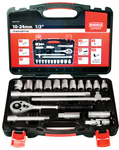 Modeco Komplet kluczy nasadowych 1/2'' 18 elementów MN-57-318
