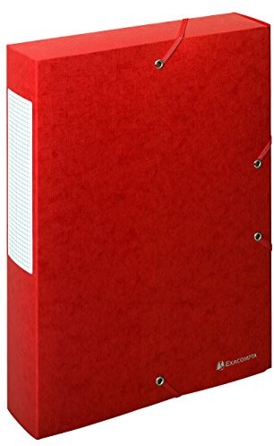 Exacompta 50911E pudło do przechowywania z tyłu 60 MM, z etykietą exabox karton Manila, scotten Nature Future, DIN A4, czerwony 50915E