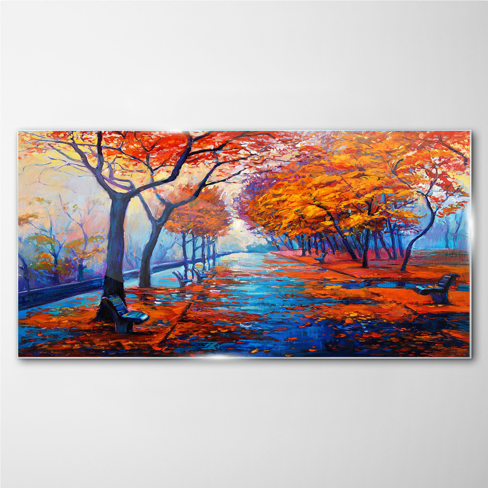 PL Coloray Obraz na Szkle Park Drzewa Jesień 100x50cm