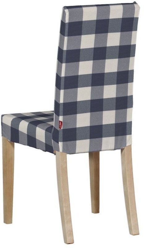 Dekoria Sukienka na krzesło Harry krótka granatowo biała krata 5,5x5,5cm) krzesło Harry Quadro 587-136-03